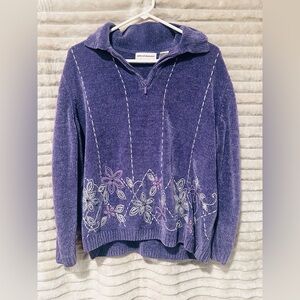 Alfred Dunner Purple Floral Women's Sweater